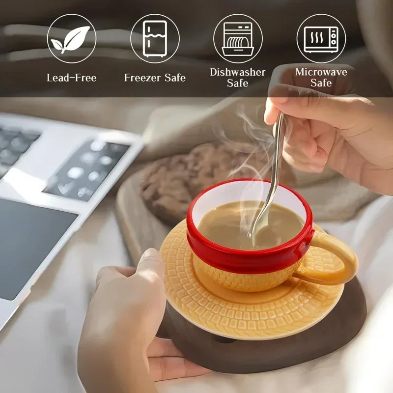 Taza con platillo One Piece – Regalo perfecto para fans de anime