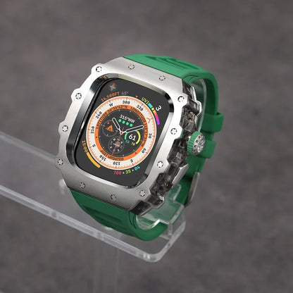 Kit Lujo Mod Apple Watch Ultra 2 – Caja Acero y Banda Deportiva Cristal