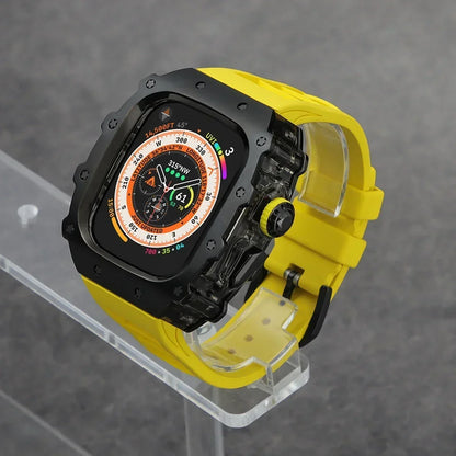 Kit Lujo Mod Apple Watch Ultra 2 – Caja Acero y Banda Deportiva Cristal