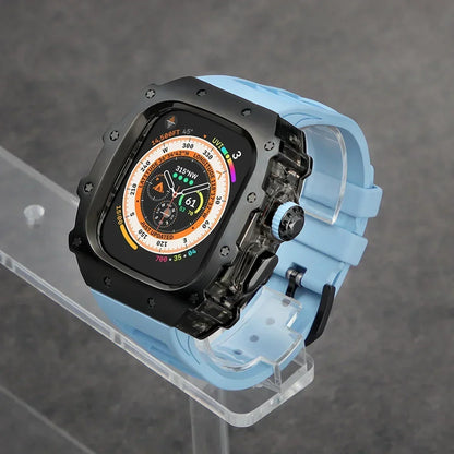 Kit Lujo Mod Apple Watch Ultra 2 – Caja Acero y Banda Deportiva Cristal