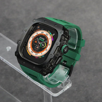 Kit Lujo Mod Apple Watch Ultra 2 – Caja Acero y Banda Deportiva Cristal