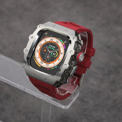 Kit Lujo Mod Apple Watch Ultra 2 – Caja Acero y Banda Deportiva Cristal