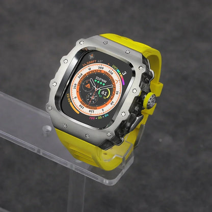 Kit Lujo Mod Apple Watch Ultra 2 – Caja Acero y Banda Deportiva Cristal