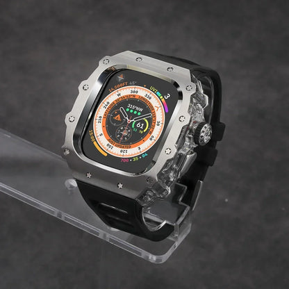 Kit Lujo Mod Apple Watch Ultra 2 – Caja Acero y Banda Deportiva Cristal