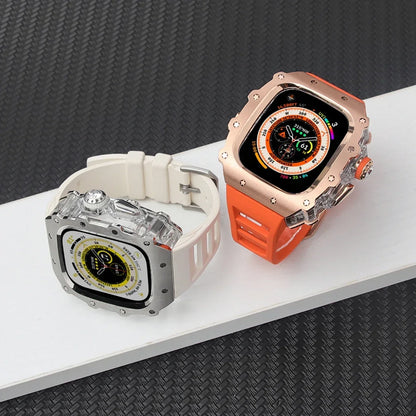 Kit Lujo Mod Apple Watch Ultra 2 – Caja Acero y Banda Deportiva Cristal
