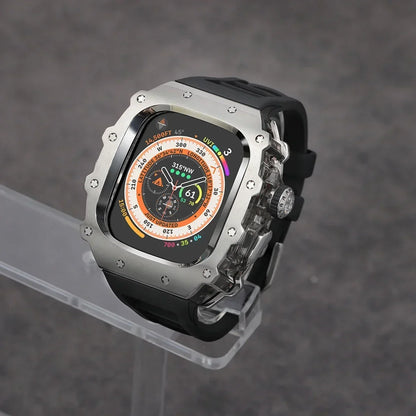 Kit Lujo Mod Apple Watch Ultra 2 – Caja Acero y Banda Deportiva Cristal