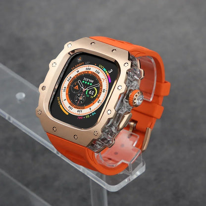 Kit Lujo Mod Apple Watch Ultra 2 – Caja Acero y Banda Deportiva Cristal