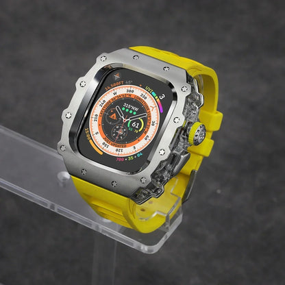 Kit Lujo Mod Apple Watch Ultra 2 – Caja Acero y Banda Deportiva Cristal