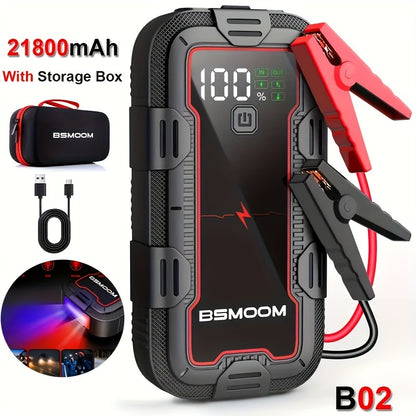 Arrancador de Baterías 12V 6000A con Pantalla LCD y Luz LED – Power Bank para Motores de Gas y Diésel