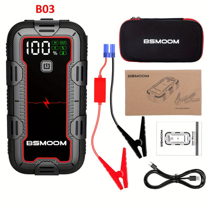 Arrancador de Baterías 12V 6000A con Pantalla LCD y Luz LED – Power Bank para Motores de Gas y Diésel