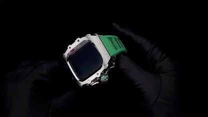 Kit Lujo Mod Apple Watch Ultra 2 – Caja Acero y Banda Deportiva Cristal